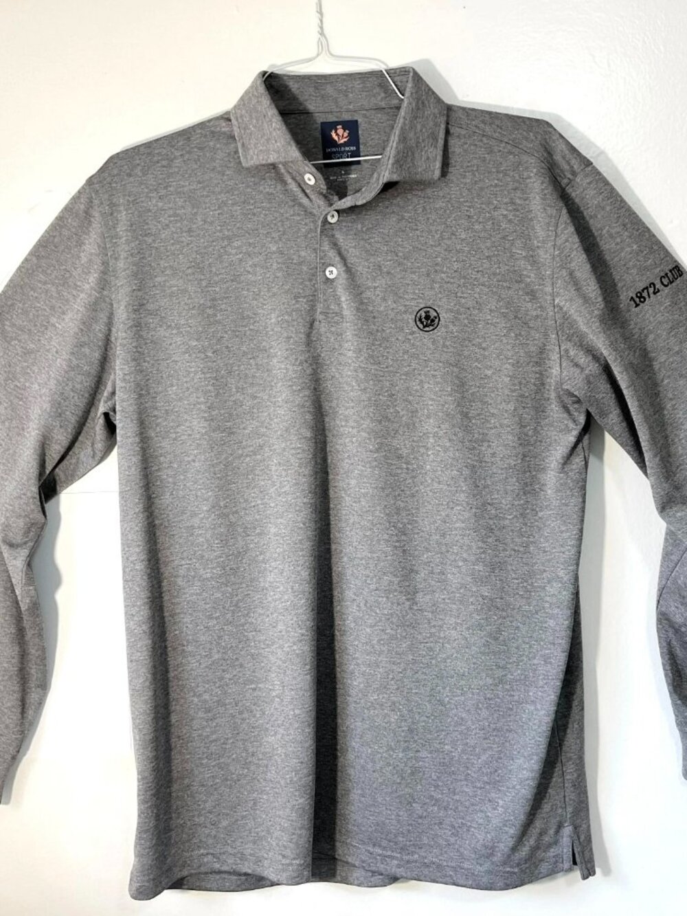 Donald Ross 1872 Club Size "L" Long Sleeve Polyester Golf Shirt-Gray - EUC